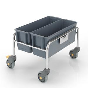 2 plastic buckets and stainless steel frame CLEANROOM_TROLLEY