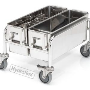 carrello inox a due vasche per la pulizia in camera pulita 2.0_ERGO-S_200